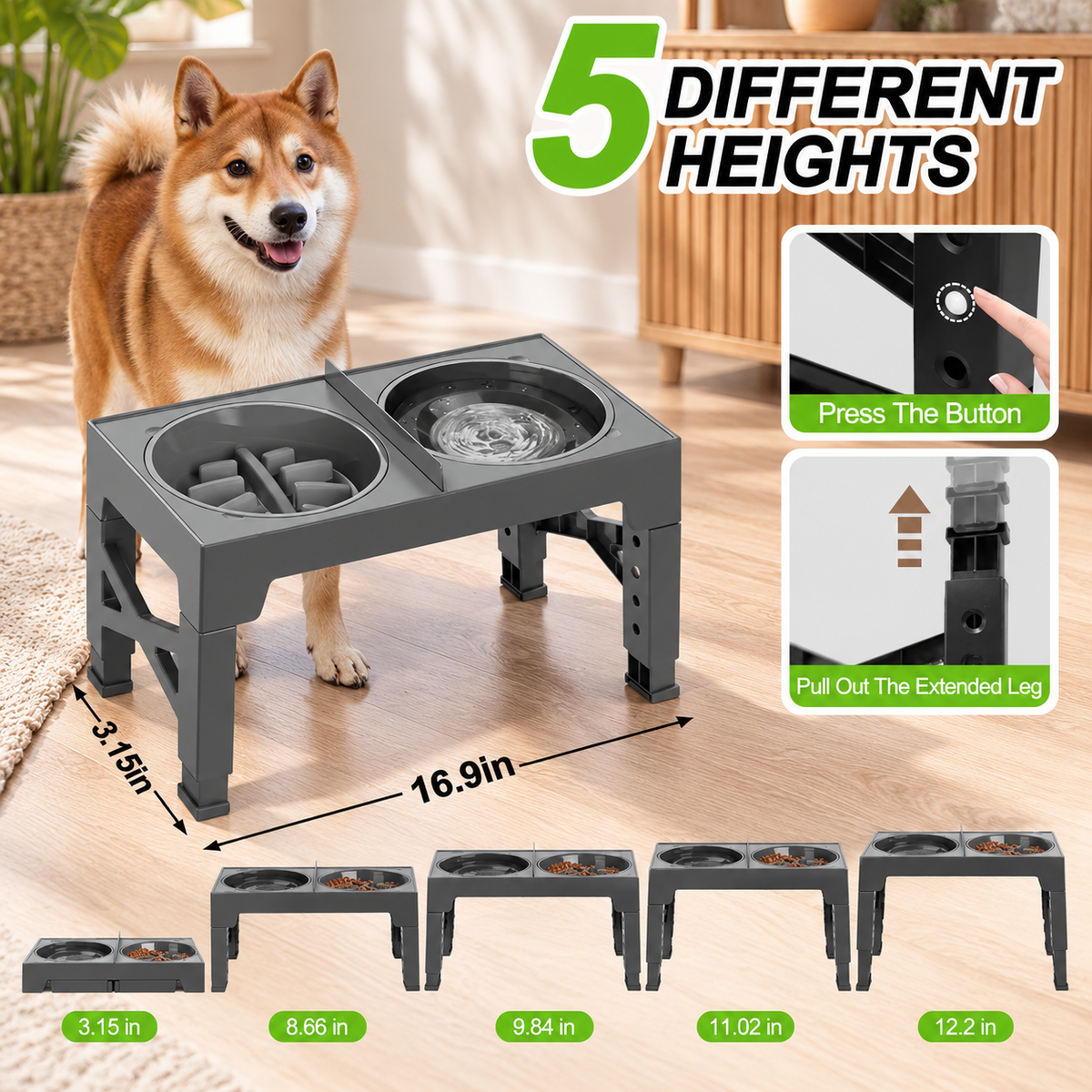 Elevated Slow Feeder Double Dog Bowl