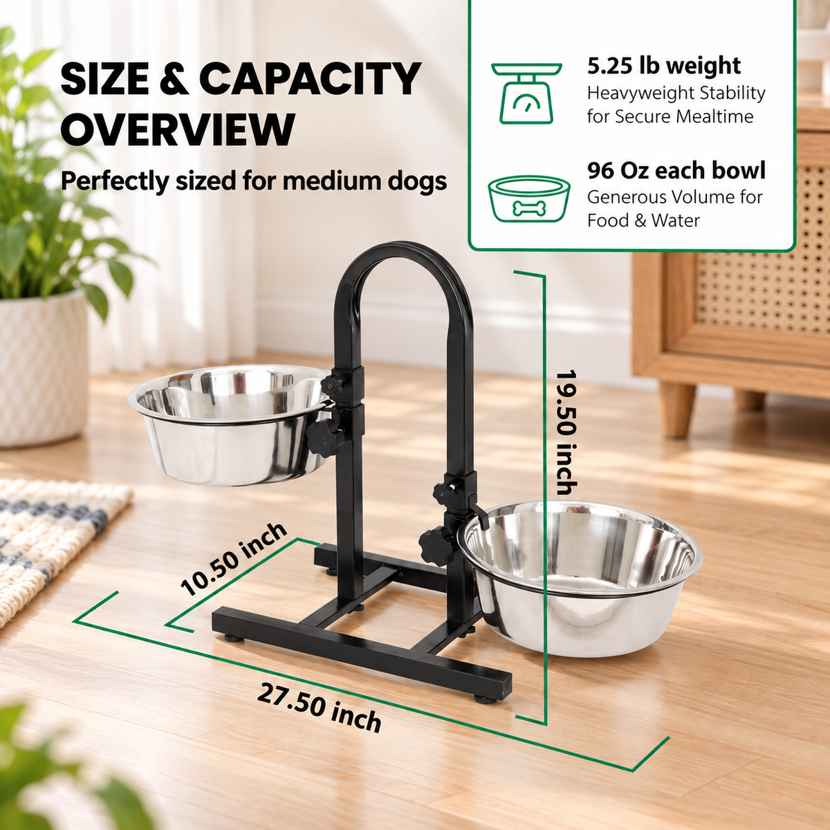 Adjustable Stainless Steel Double Pet Diner