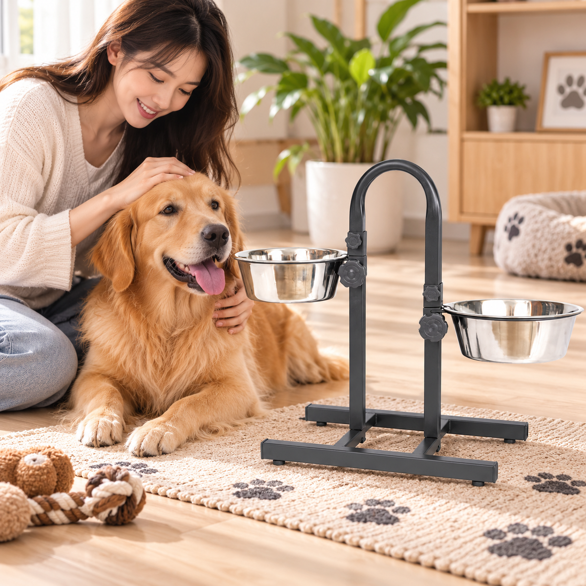 Adjustable Stainless Steel Double Pet Diner