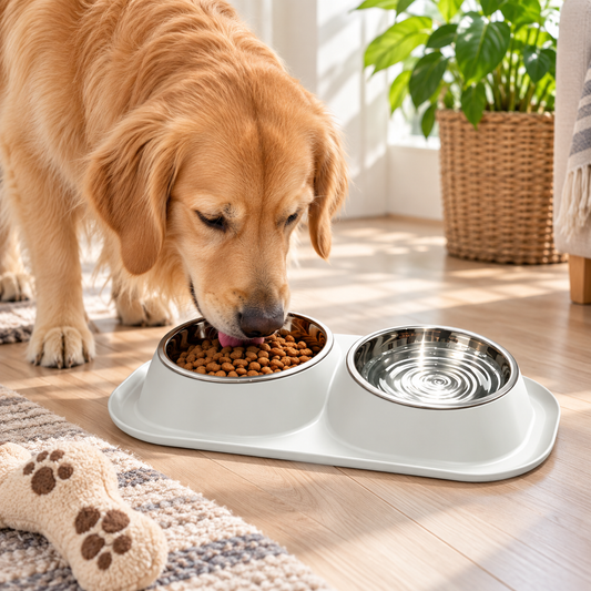 Spill-Proof Raised Double Pet Bowl Set