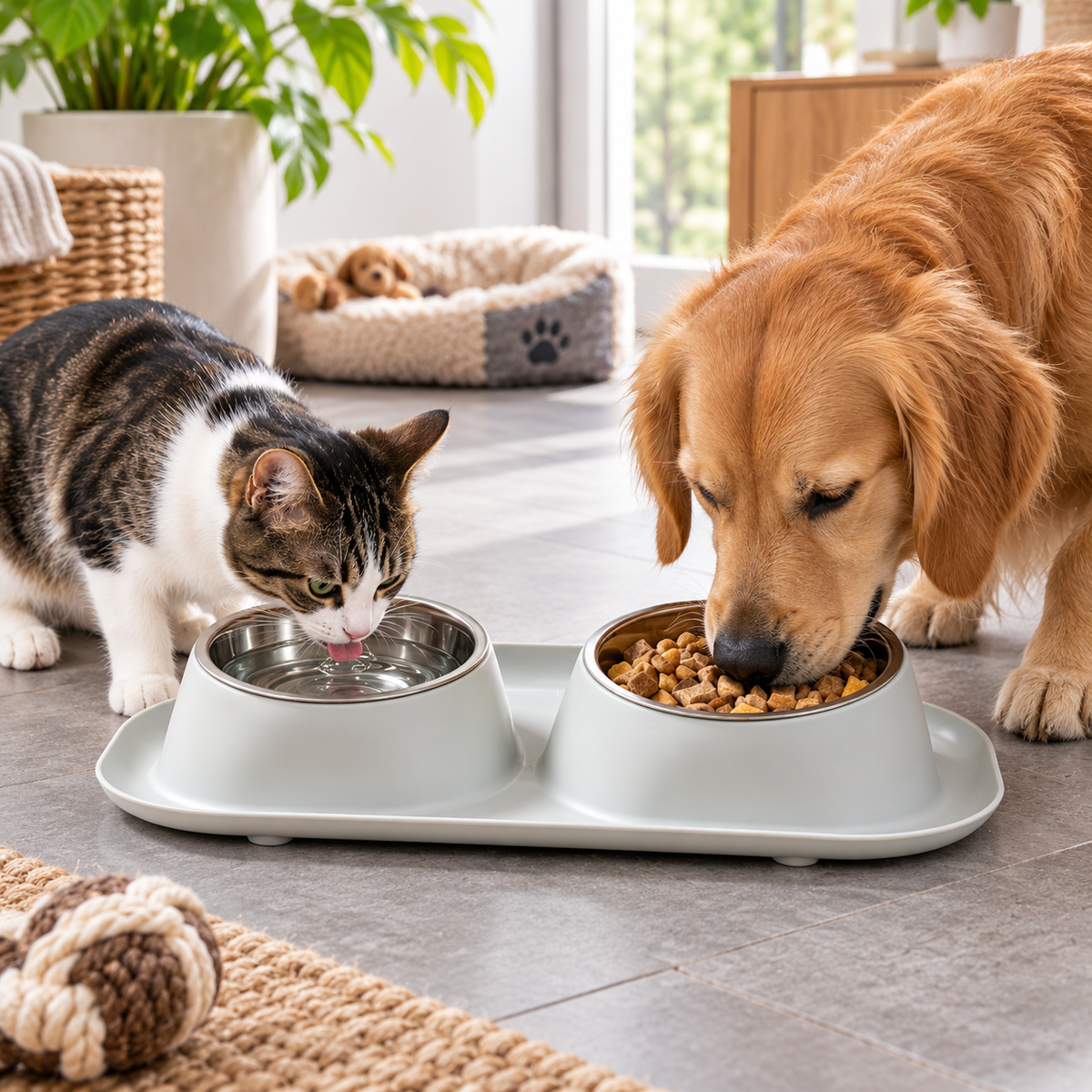 Spill-Proof Raised Double Pet Bowl Set