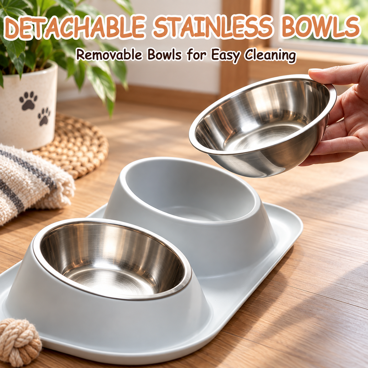 Spill-Proof Raised Double Pet Bowl Set